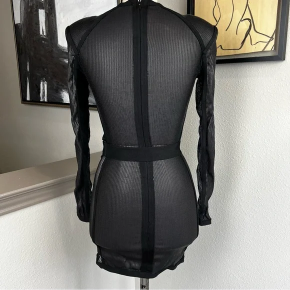 HOUSE OF CB Viktoria black matte sequin draped mini bodycon dress - Picture 5 of 16